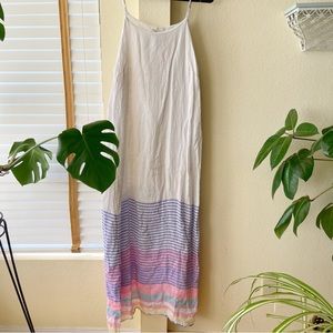 C&C California White Linen Striped Bottom Maxi Dress